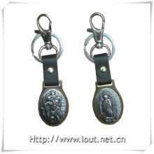 New Style Leather Silver Religious Key Holder (IO-ck104)
